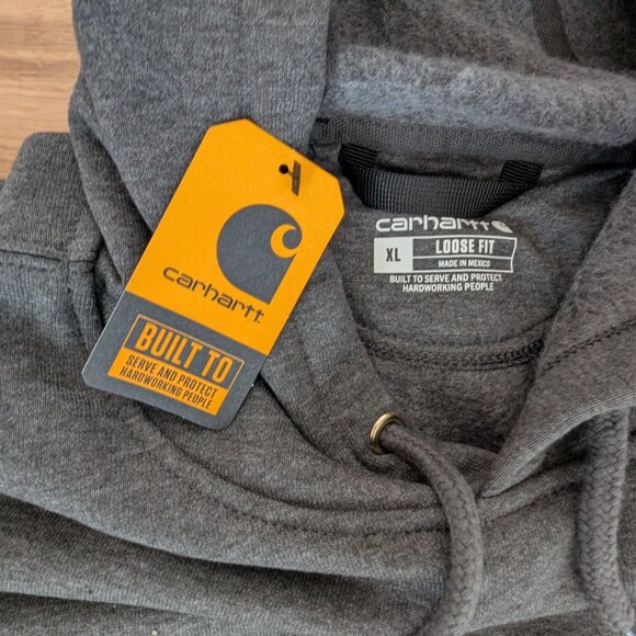 NWT Carhartt Midweight Loose Fit Hoodie XL Charcoal Gray Pullover Sweatshirt - Picture 2 of 7
